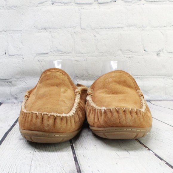 LL Bean Brown Suede Wicked Good Scuffs Shearling Lined Slippers Size 11 M - Picture 4 of 9